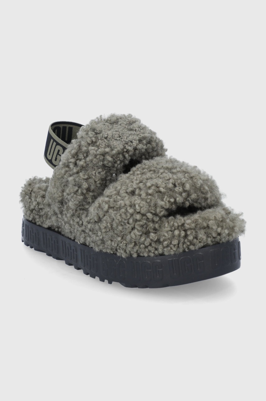

Вовняні тапочки UGG колір зелений