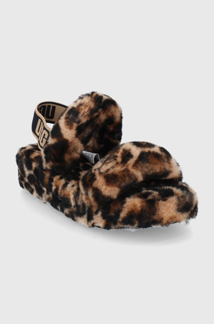 

Шерстяные тапочки UGG цвет коричневый