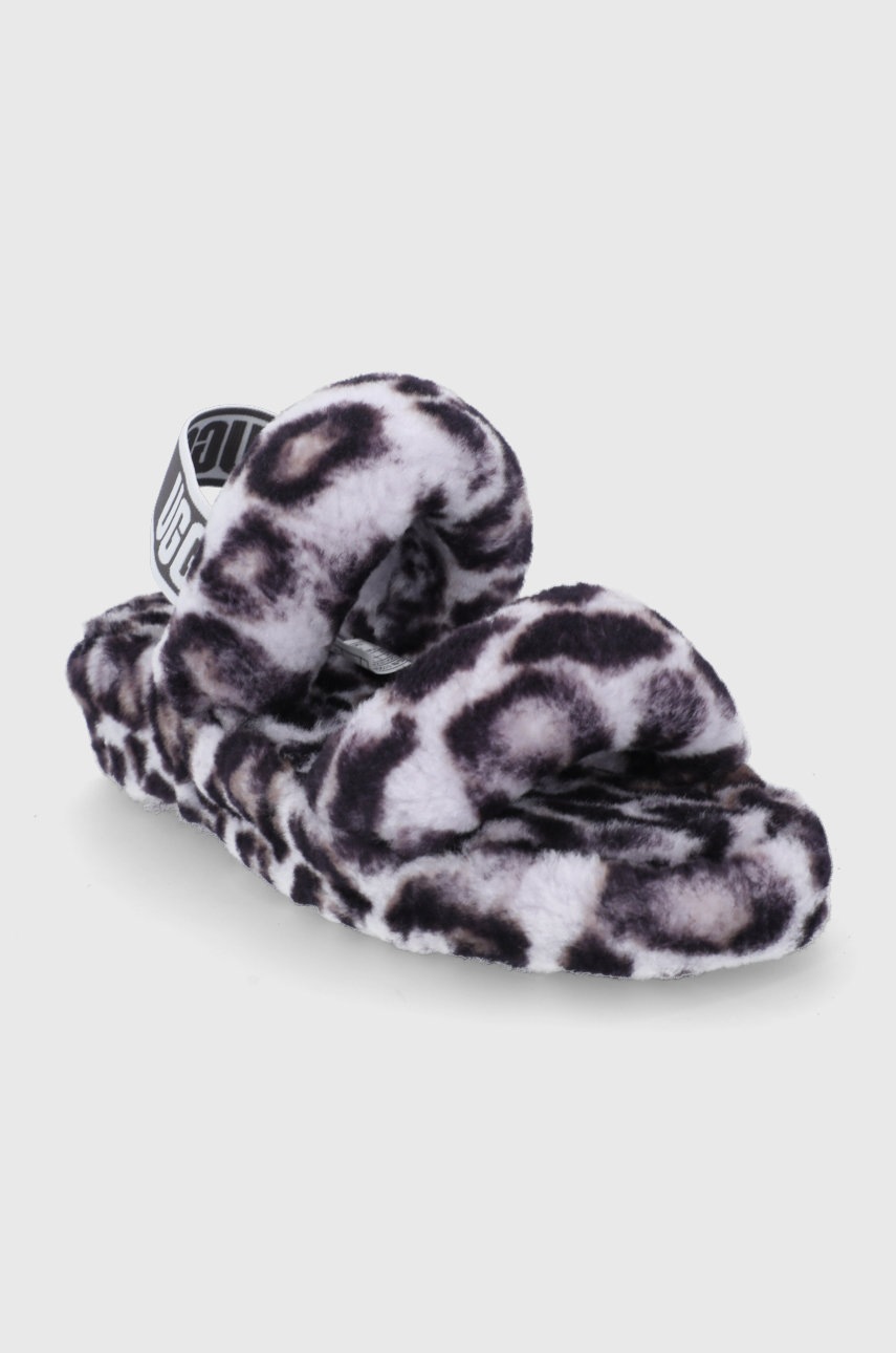 

Шерстяные тапочки UGG цвет серый