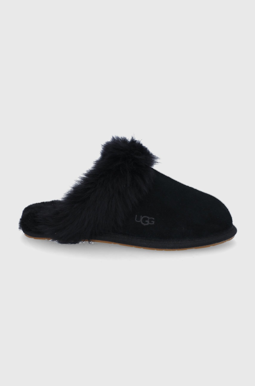 UGG Papuci din piele întoarsă Scuff culoarea negru