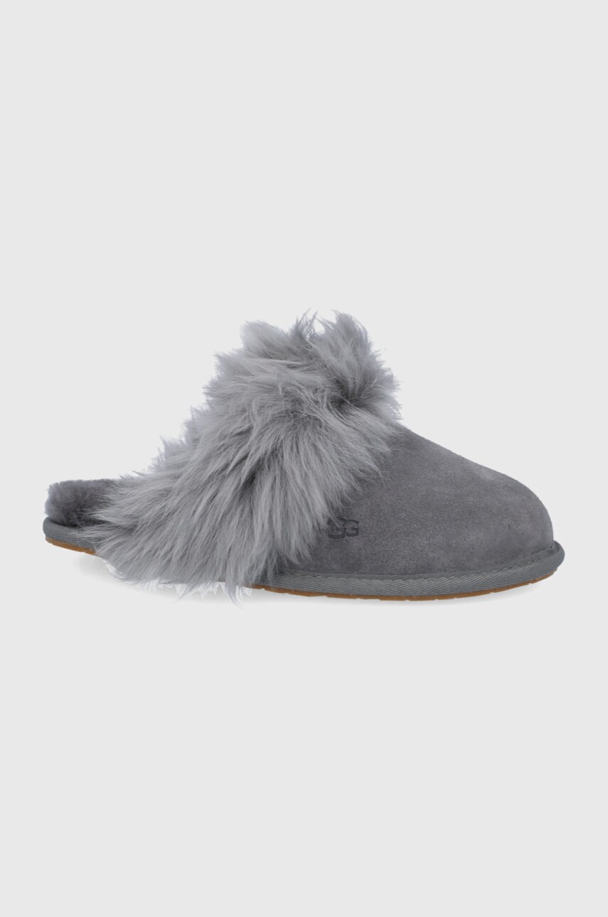 Ugg papuci din piele întoarsă scuff culoarea gri