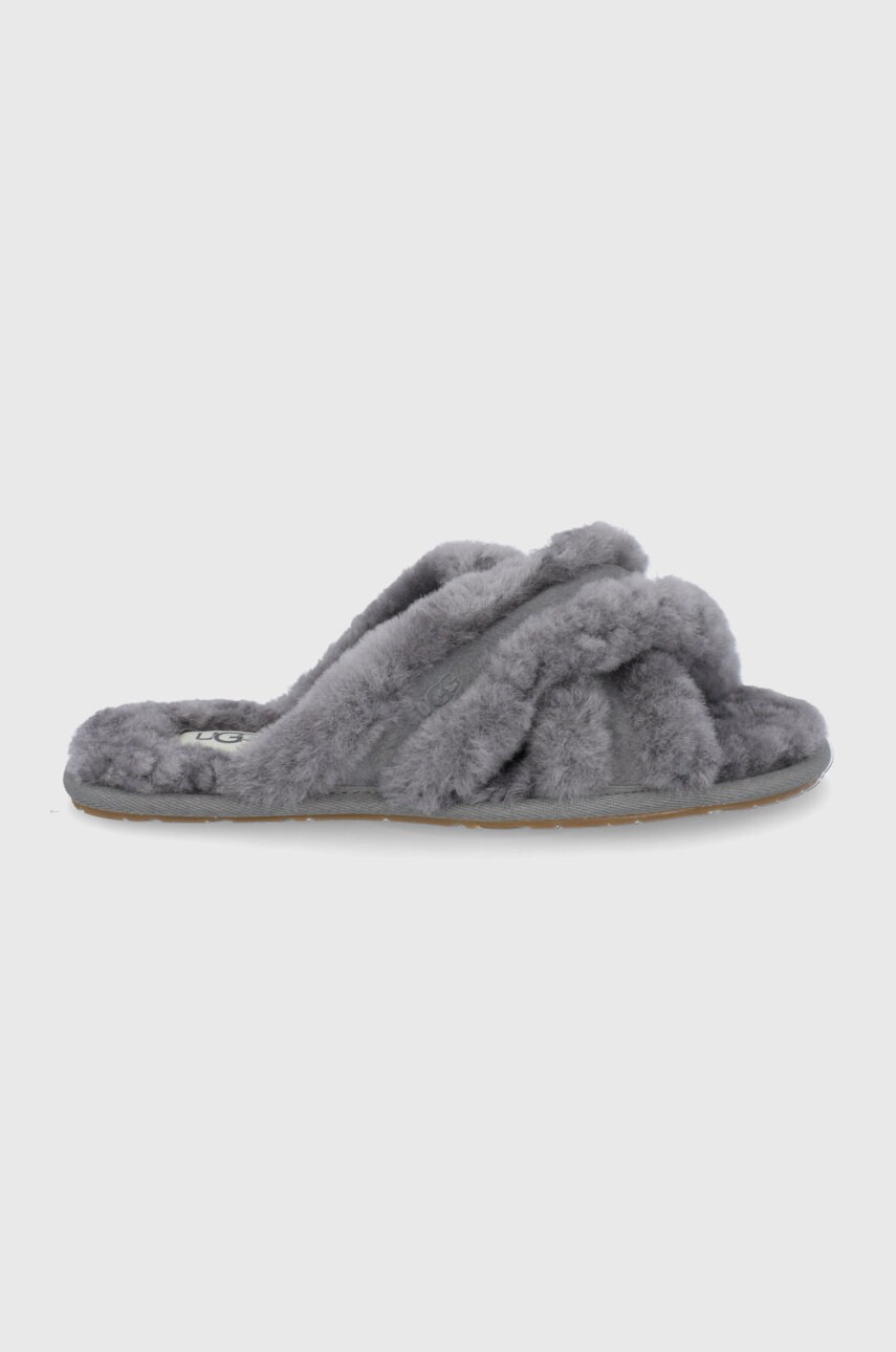 

Вовняні тапочки UGG колір сірий