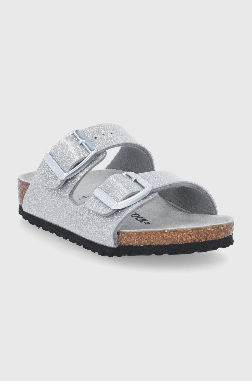 

Дитячі шльопанці Birkenstock колір срібний