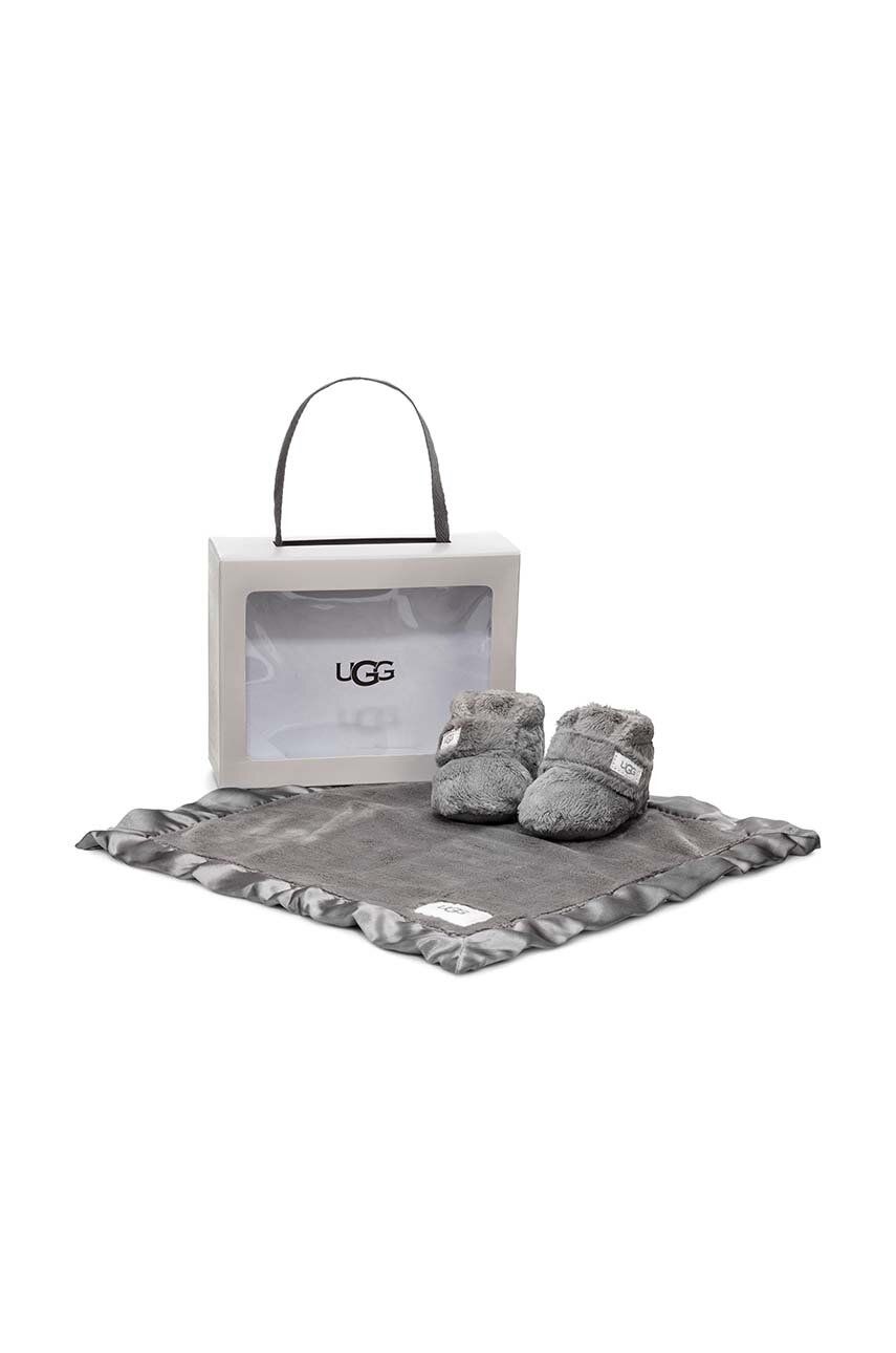 Dětské papuče UGG šedá barva - šedá -  Svršek: Textilní materiál Vnitřek: Textilní materiá