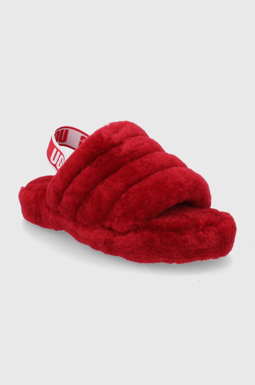 

Детские шерстяные тапочки UGG Fluff Yeah цвет красный