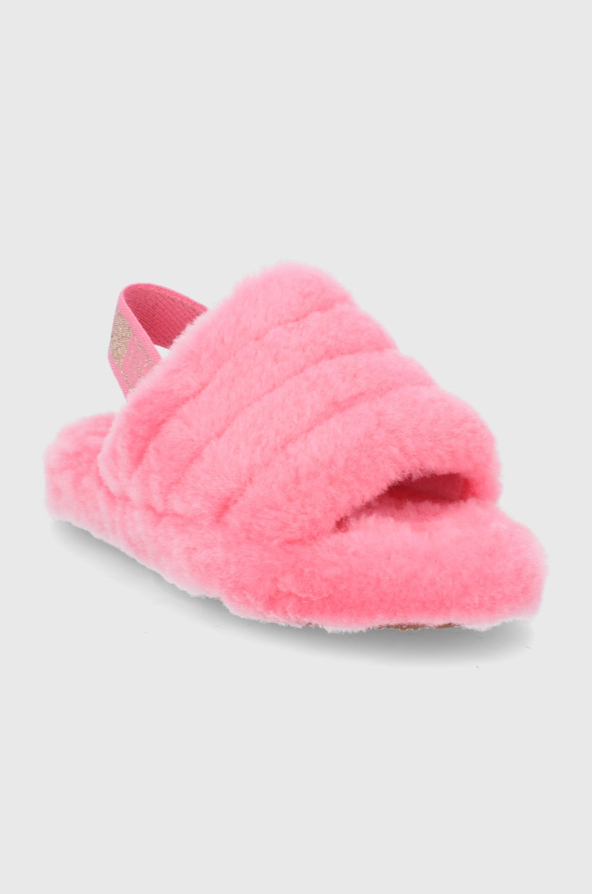 

Вовняні дитячі тапочки UGG Fluff Yeah колір рожевий