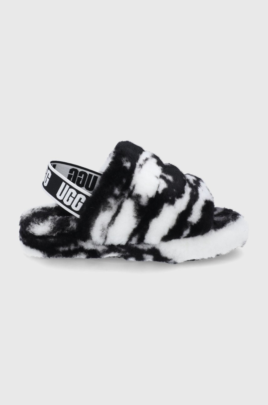 Ugg papuci de lână pentru copii fluff yeah culoarea negru