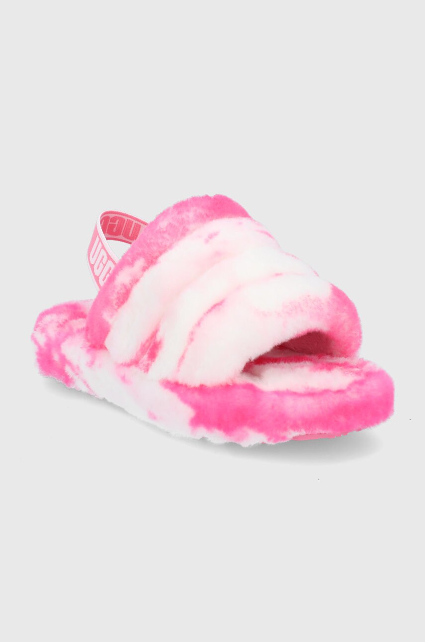 

Детские шерстяные тапочки UGG Fluff Yeah цвет розовый