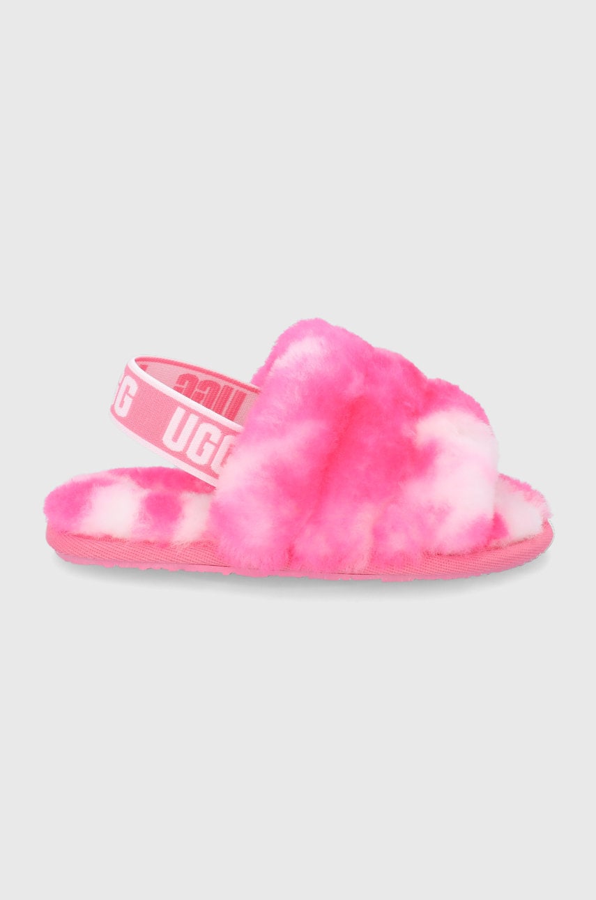 Ugg papuci de lână pentru copii fluff yeah culoarea roz