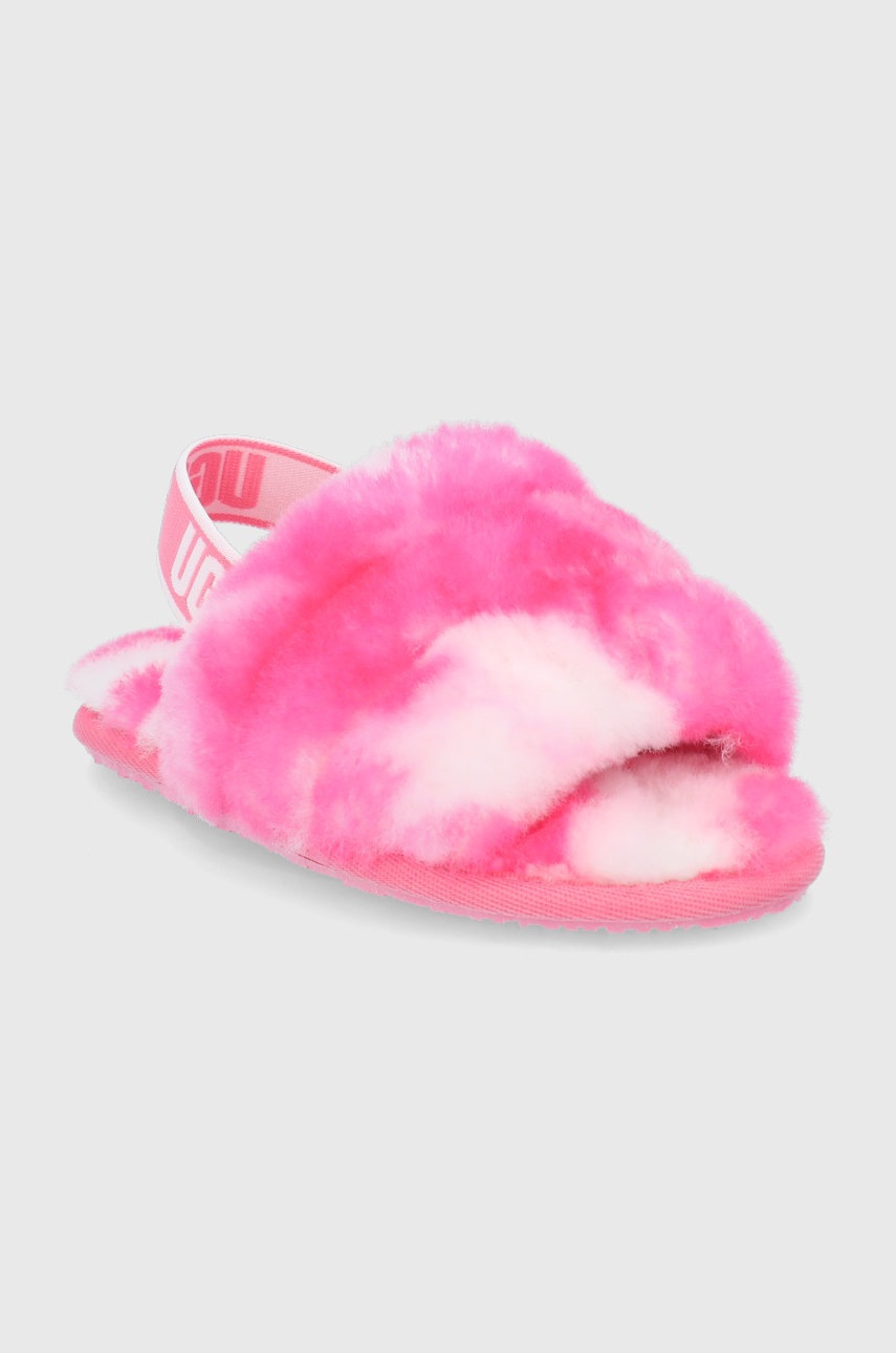 

Детские шерстяные тапочки UGG Fluff Yeah цвет розовый