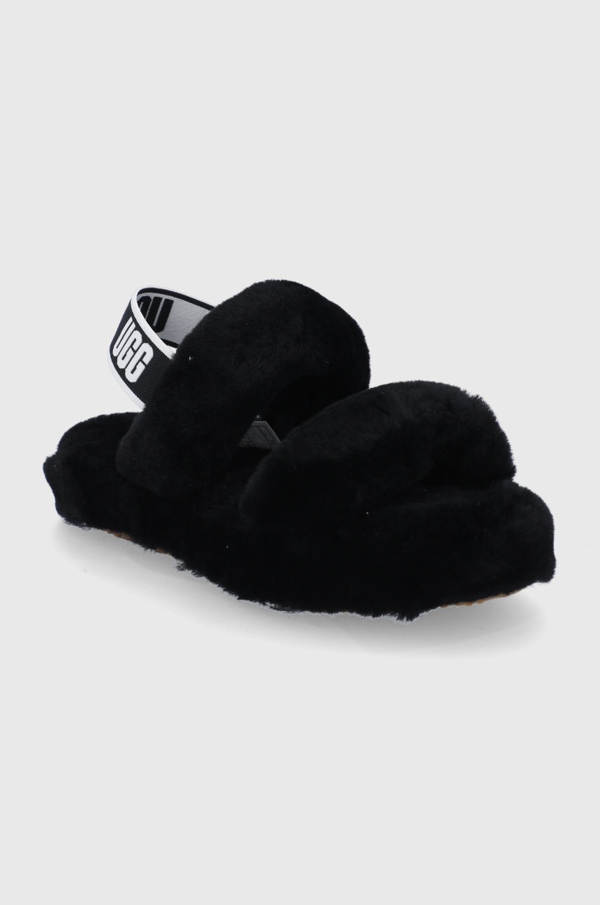 

Вовняні дитячі тапочки UGG Oh Yeah колір чорний
