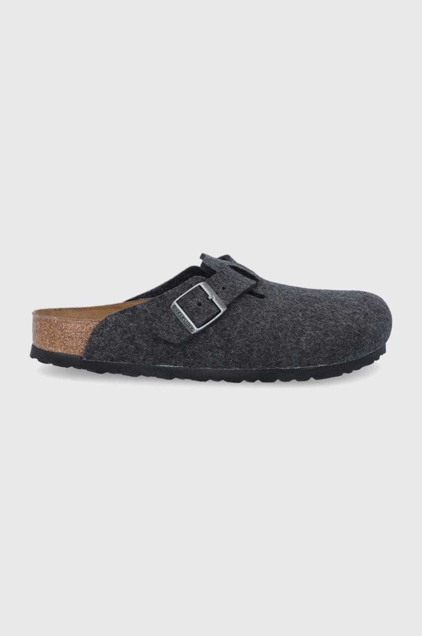 Birkenstock papuci de lana Boston culoarea albastru marin, 160371