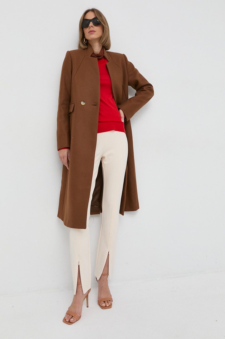 Ivy & Oak Palton femei, culoarea maro, de tranzitie answear.ro