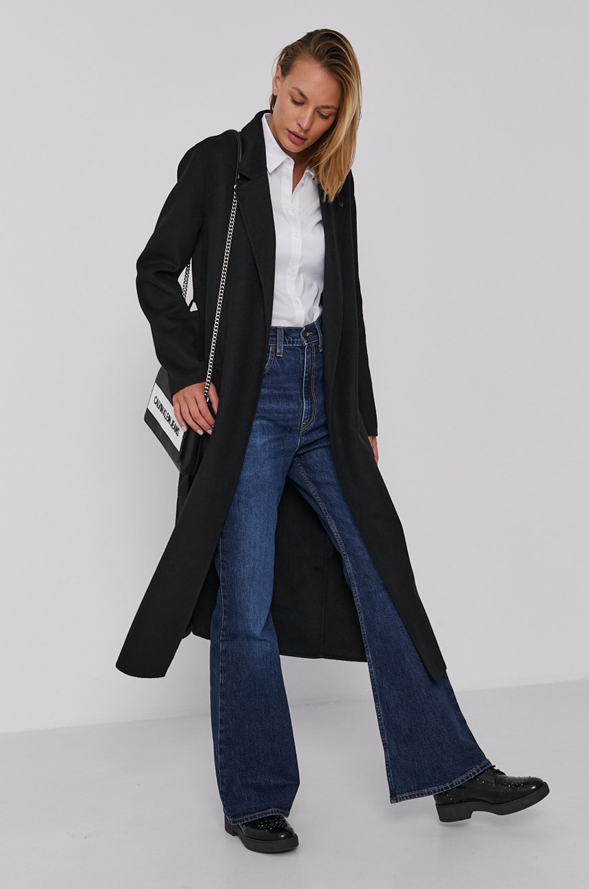 

Пальто Calvin Klein женский цвет чёрный переходной oversize
