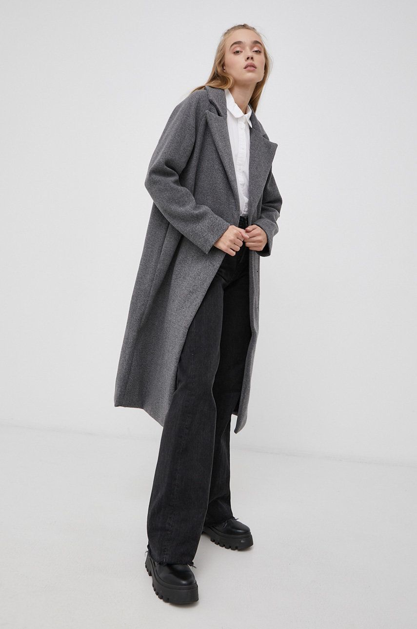 JDY Palton femei, culoarea gri, de tranzitie answear.ro