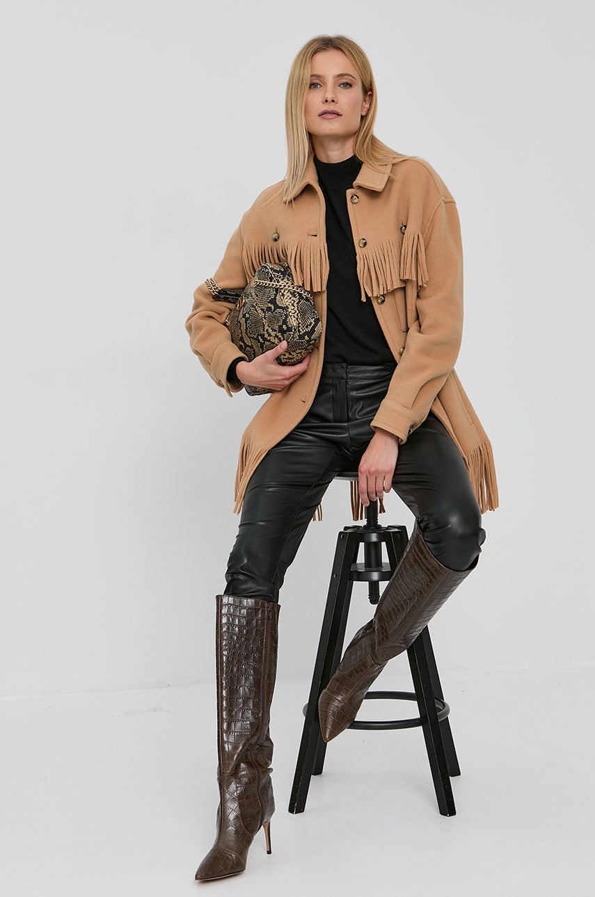 

Куртка Pinko жіноча колір коричневий перехідна oversize
