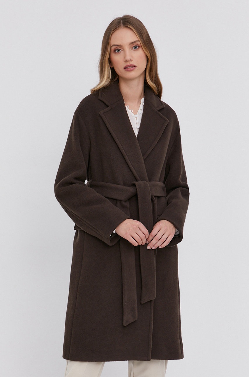 

Пальто Pinko женское цвет коричневый переходное двубортное