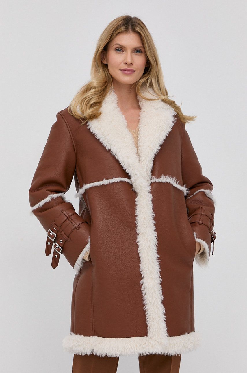 MAX&Co. Palton femei, culoarea maro, de tranzitie answear.ro