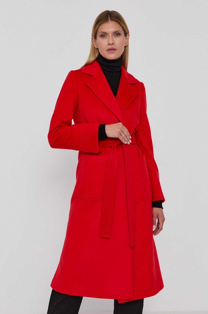 MAX&Co. Palton femei, culoarea rosu, de tranzitie, desfacut