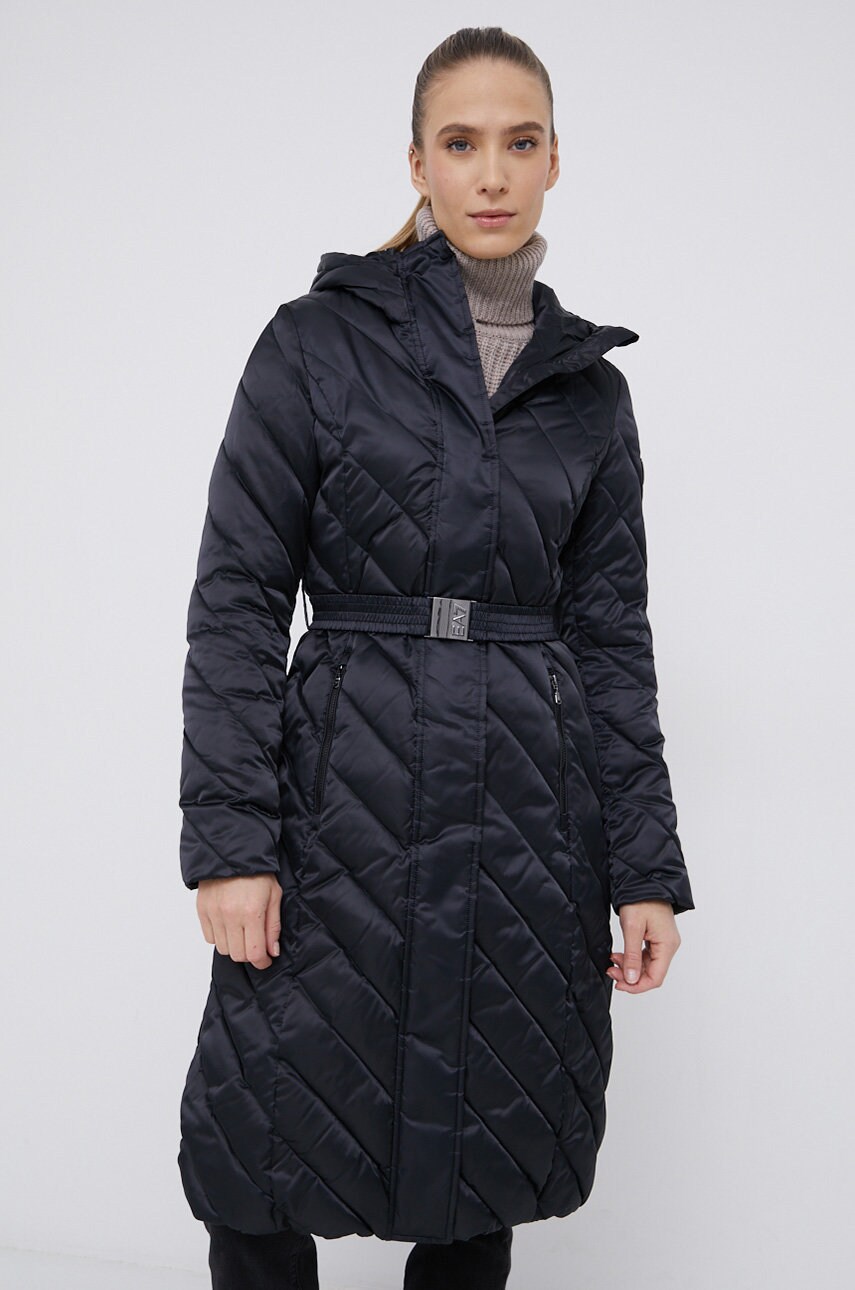 Ea7 emporio armani geacă femei, culoarea negru, de tranzitie