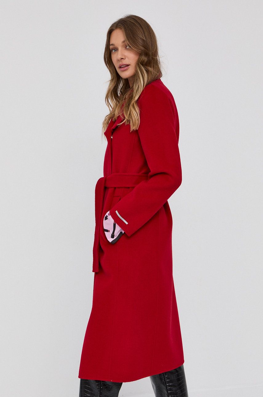 Marella Palton femei, culoarea rosu, de tranzitie answear.ro