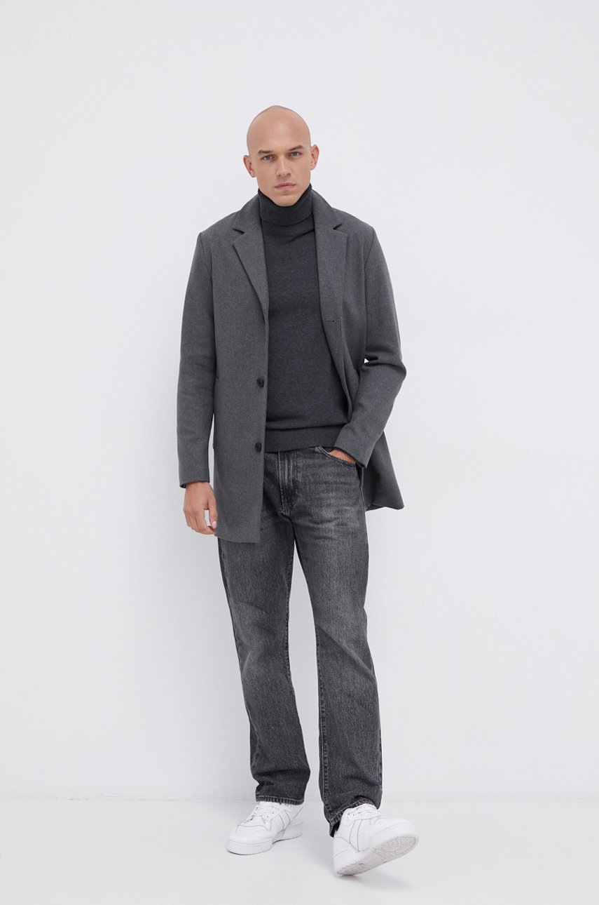 

Пальто Produkt by Jack & Jones мужское цвет серый переходное