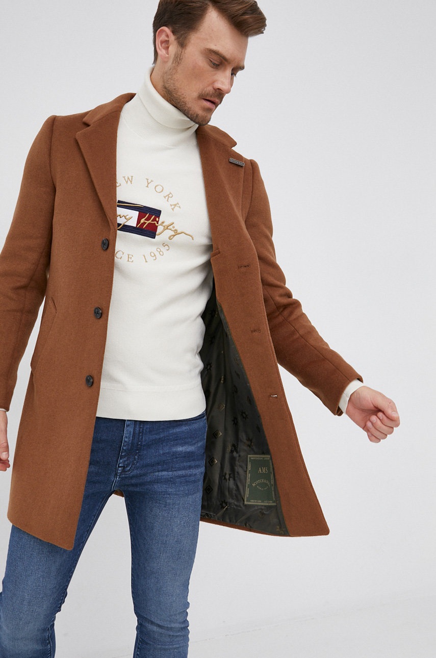 

Палто Scotch & Soda мъжко в кафяво с преходна изолация, Кафяв