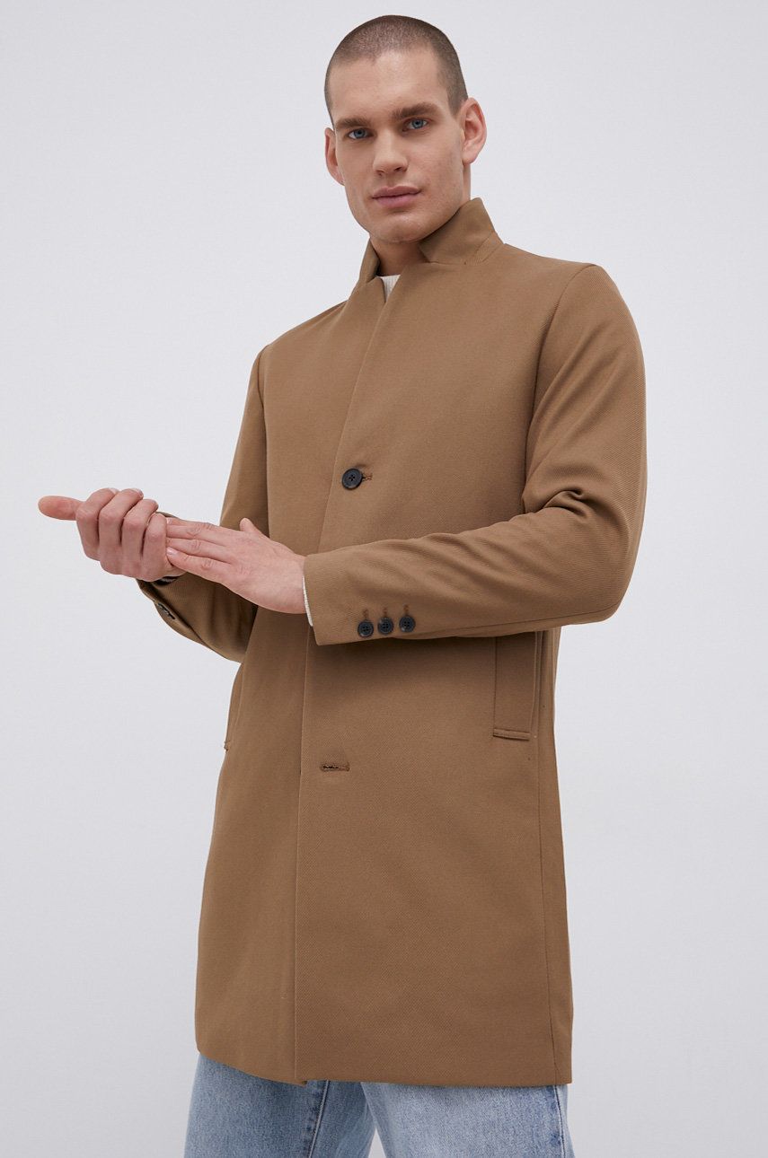 Premium by Jack&Jones Palton bărbați, culoarea maro, de tranzitie answear.ro imagine 2022 reducere