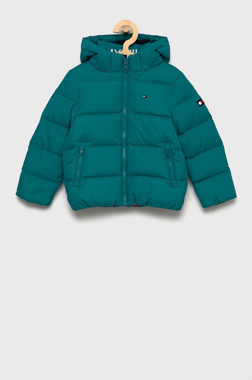 

Детско пухено яке Tommy Hilfiger в зелено, Зелен