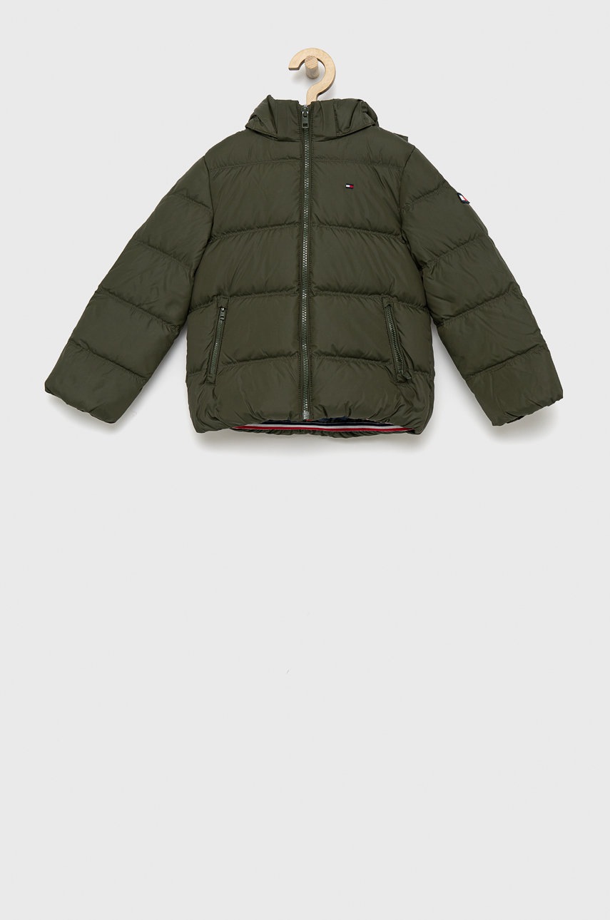

Детско пухено яке Tommy Hilfiger в зелено, Зелен