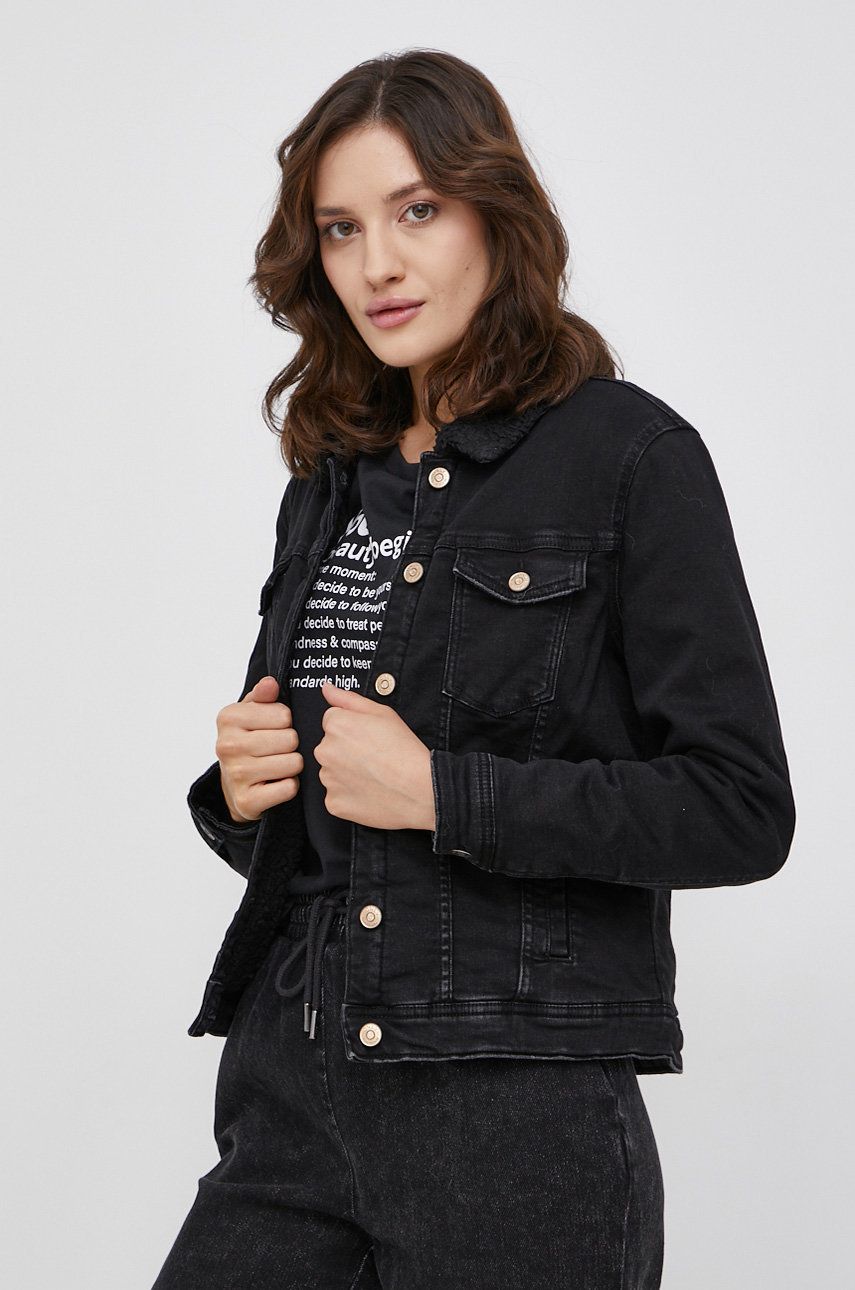 Only Geacă jeans femei, culoarea negru, de tranzitie