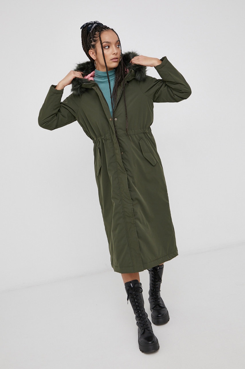 

Парка Only жіноча колір зелений зимова oversize