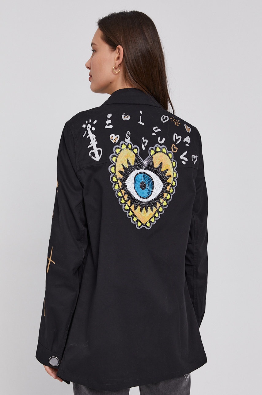 

Хлопковая рубашка Desigual женская цвет чёрный regular