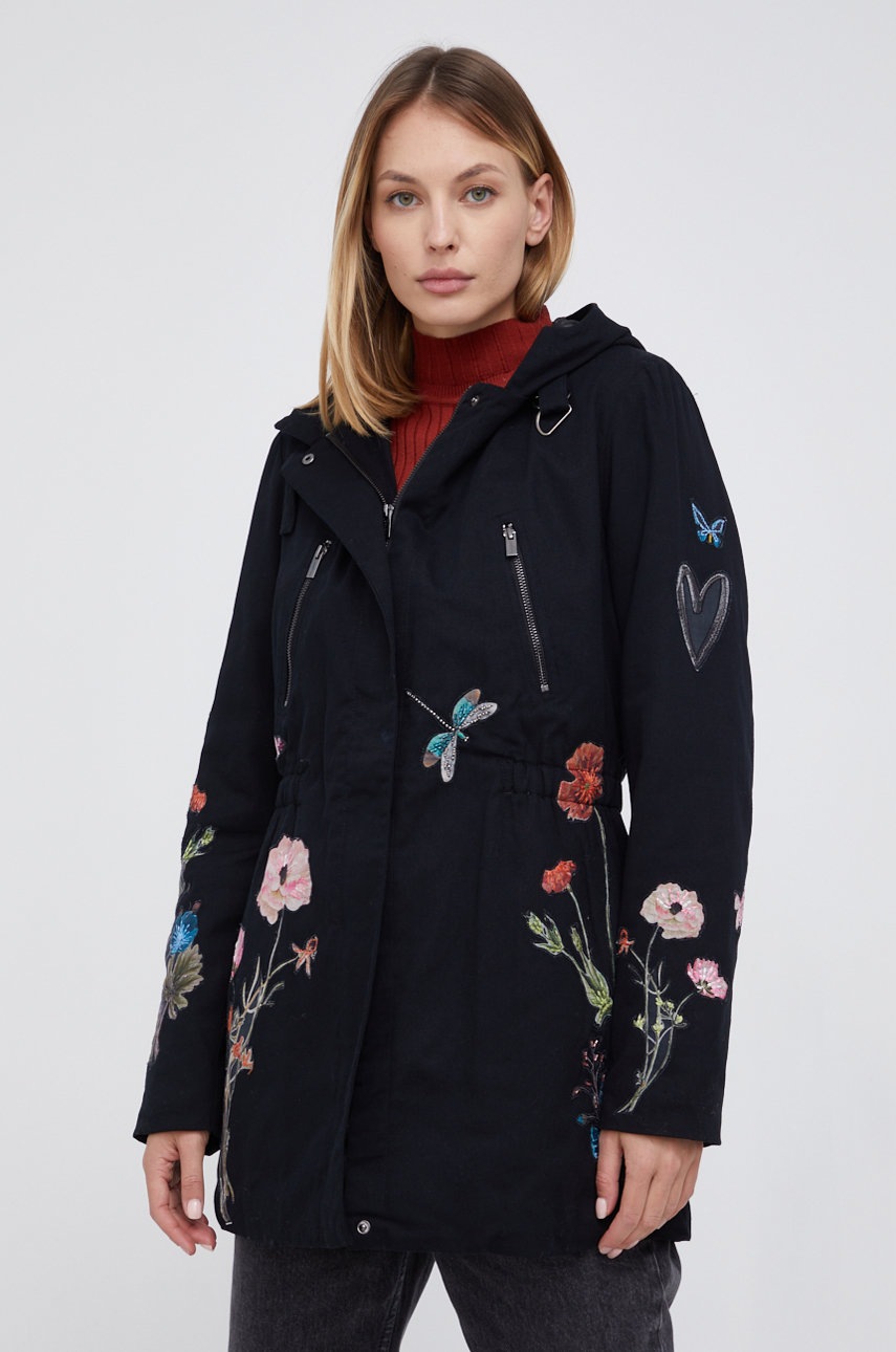 

Парка Desigual дамска в черно с преходна изолация, Черен