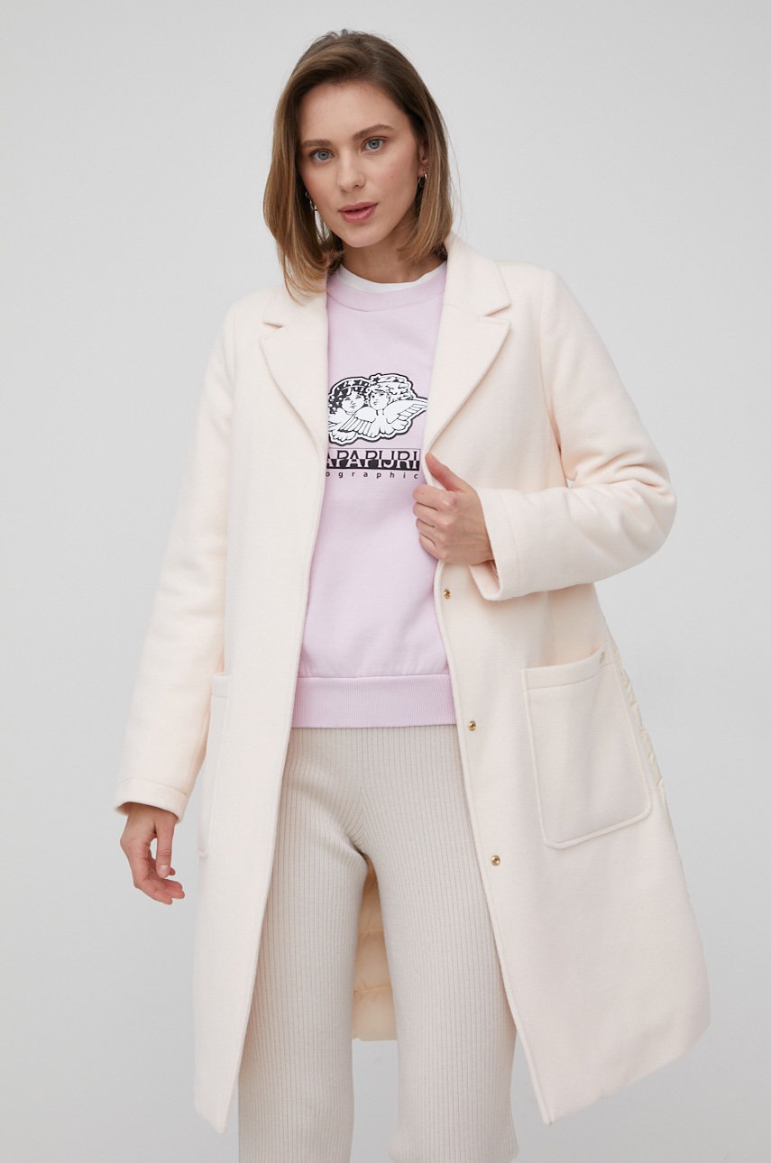 

Вовняне пальто Woolrich колір бежевий перехідний