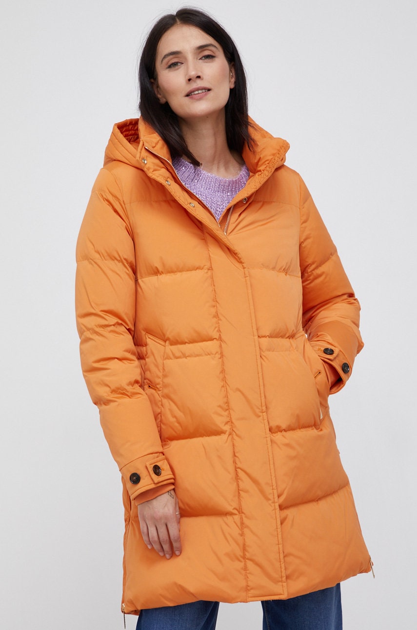 Пухова куртка Woolrich жіноча колір помаранчевий зимова
