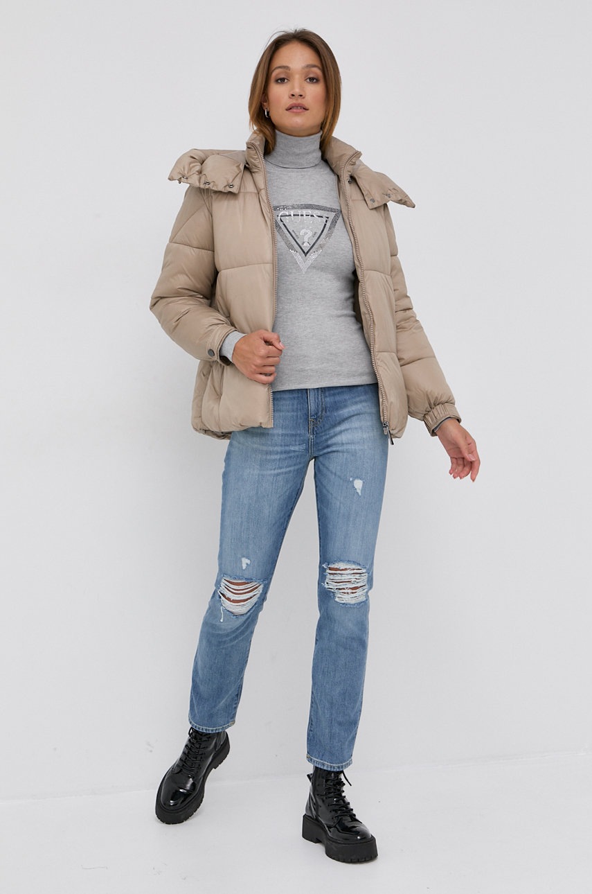 

Куртка Guess жіноча колір бежевий зимова