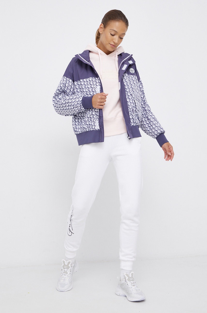 

Куртка Guess женская цвет фиолетовый переходная oversize