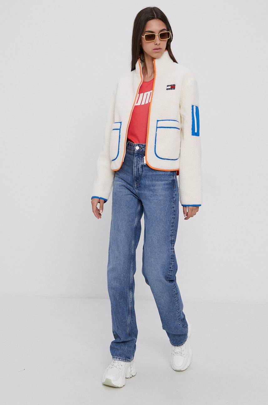 

Куртка Tommy Jeans жіноча колір білий перехідна