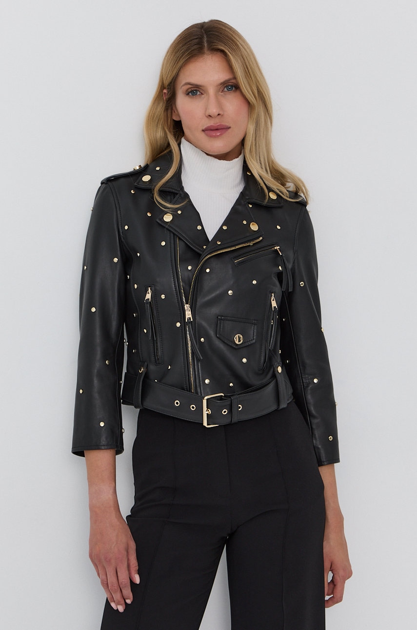 Кожаная куртка Red Valentino женская цвет чёрный переходная