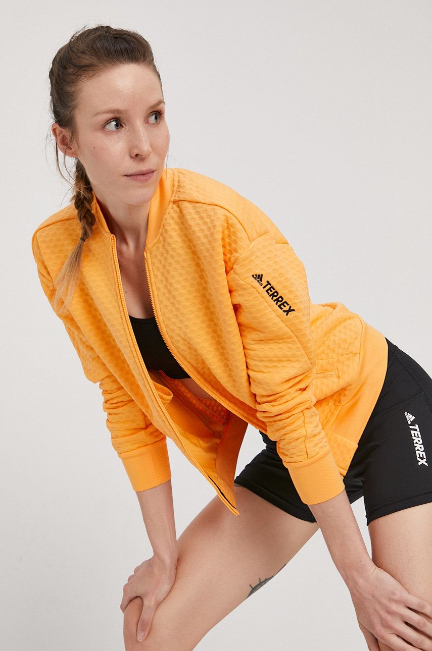 Adidas Performance Bluză femei, culoarea portocaliu, material neted adidas Performance imagine 2022 13clothing.ro