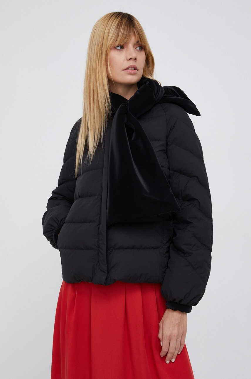 Emporio armani geacă de puf cu două fețe femei, culoarea negru, de tranzitie