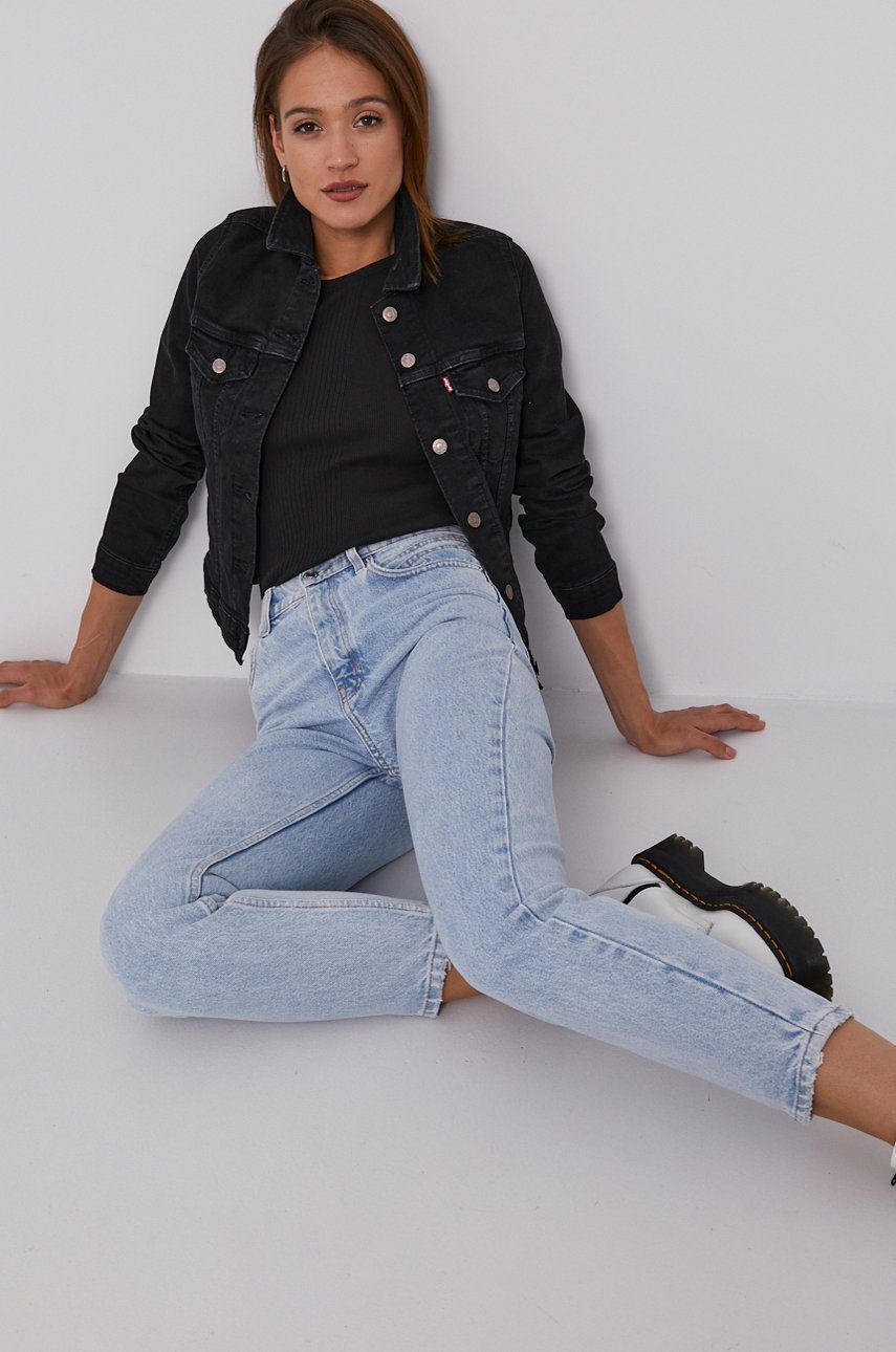 Levi's Geacă jeans femei, culoarea negru, de tranzitie