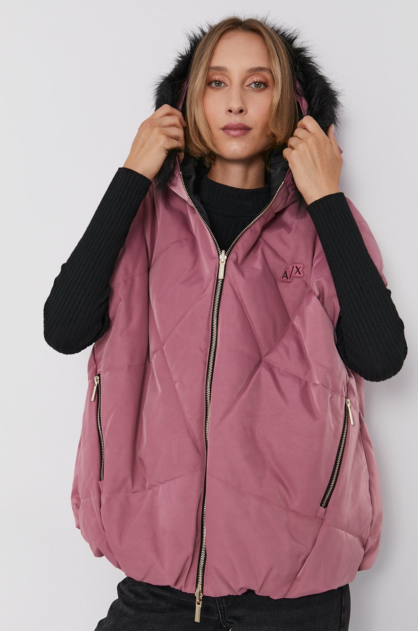 

Двусторонняя безрукавка Armani Exchange женская цвет розовый зимний
