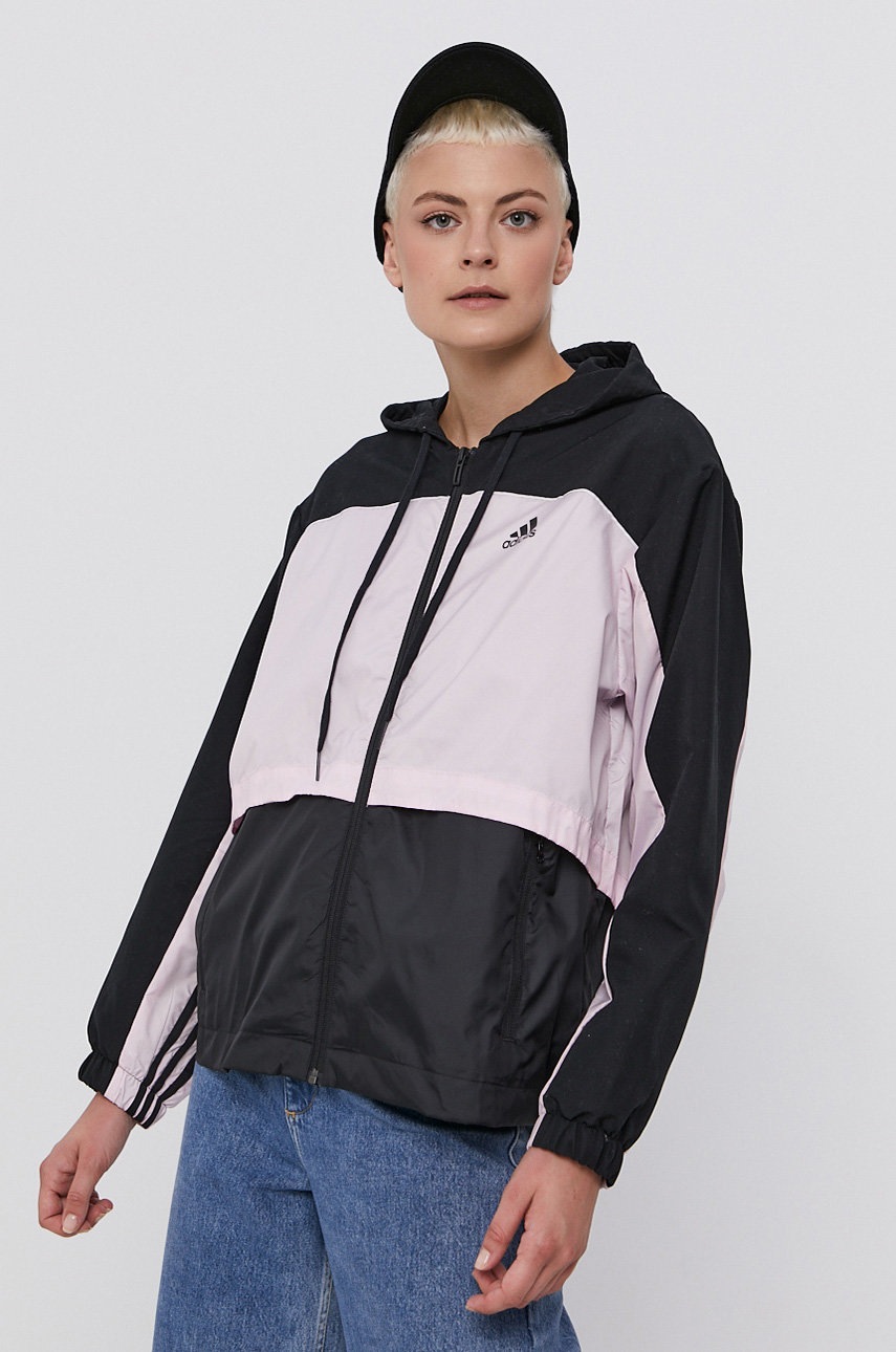 

Куртка adidas жіноча колір чорний перехідна oversize