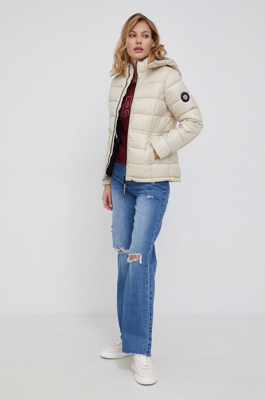 Pepe Jeans Geacă femei, culoarea bej, de iarnă answear imagine noua