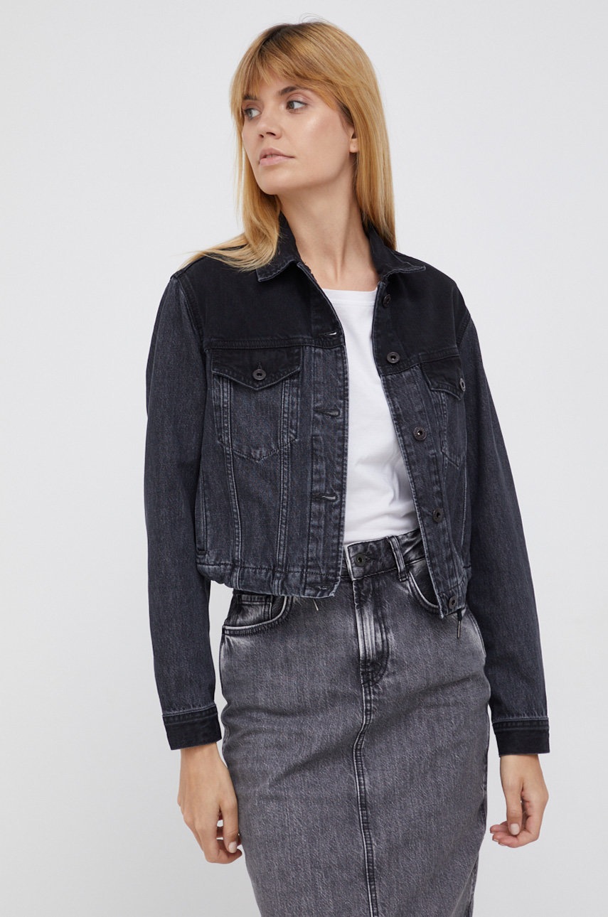 

Джинсовая куртка Pepe Jeans женская цвет чёрный переходная