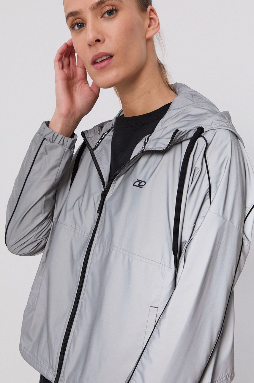 Dkny Geacă femei, culoarea argintiu, de tranzitie imagine reduceri black friday 2021 answear.ro