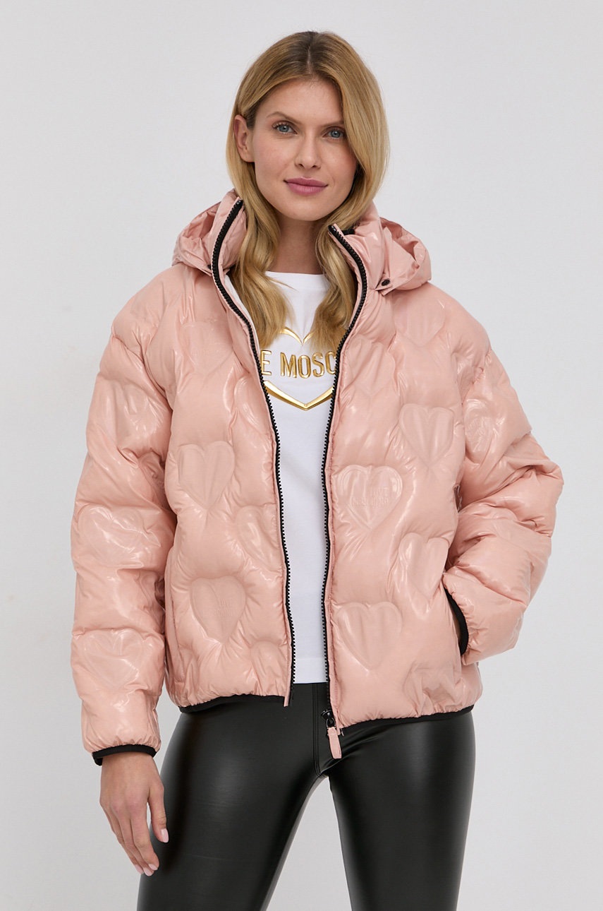 

Яке Love Moschino дамско в розово със зимна изолация, Розов