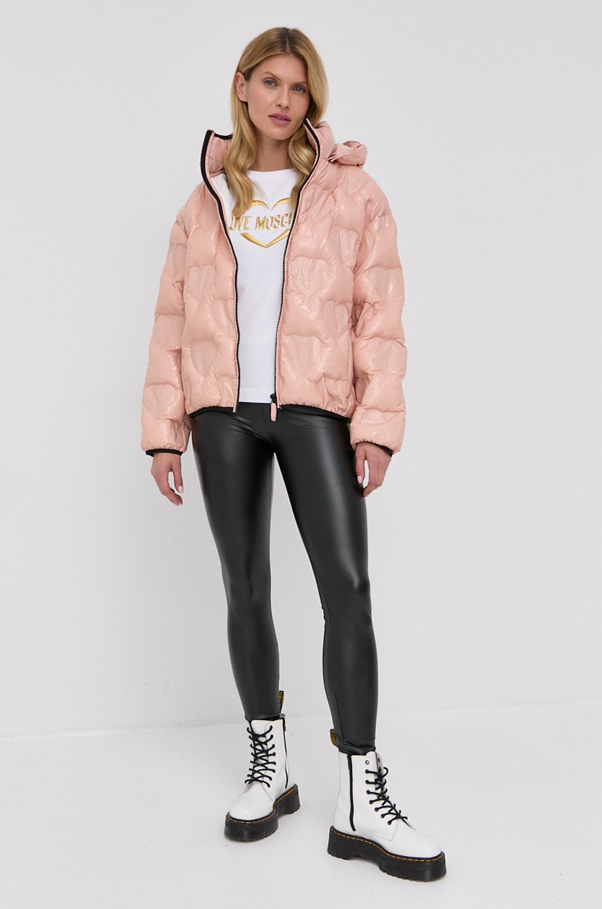 

Куртка Love Moschino женская цвет розовый зимняя